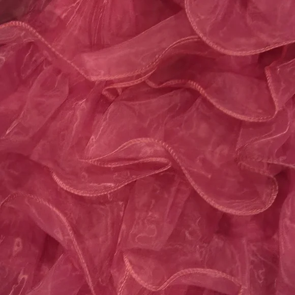 Elegant Pink Ruffled Halter Dress - Picture 4 of 4